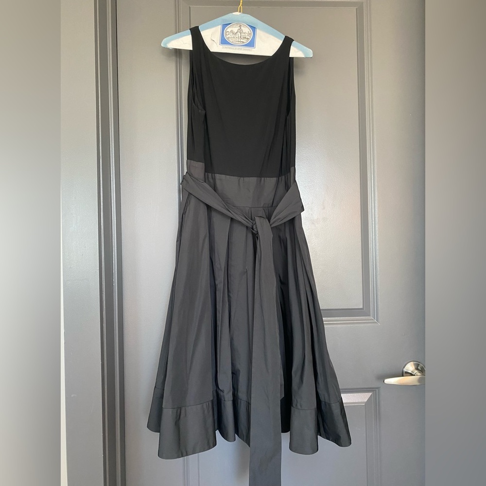 Ralph Lauren black midi mixed media dress. Size 8.
